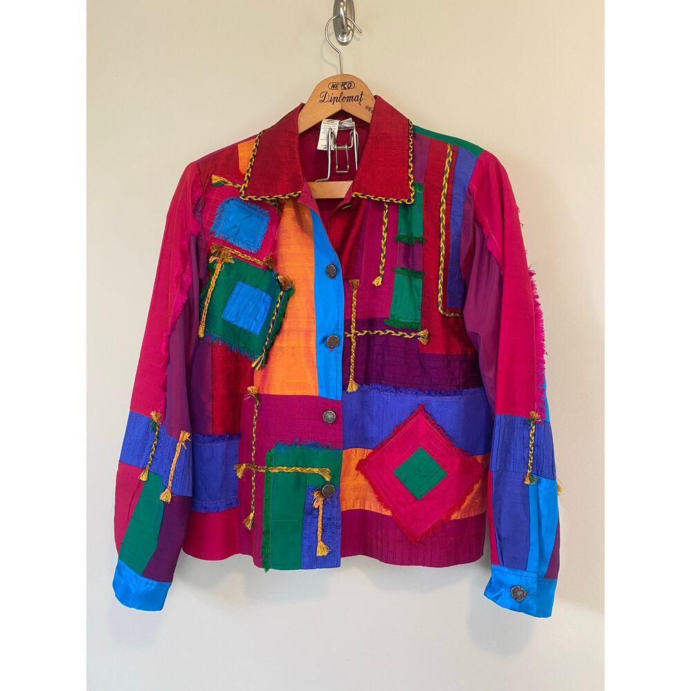 Coldwater Creek silk patchwork jacket multicolor women’s medium